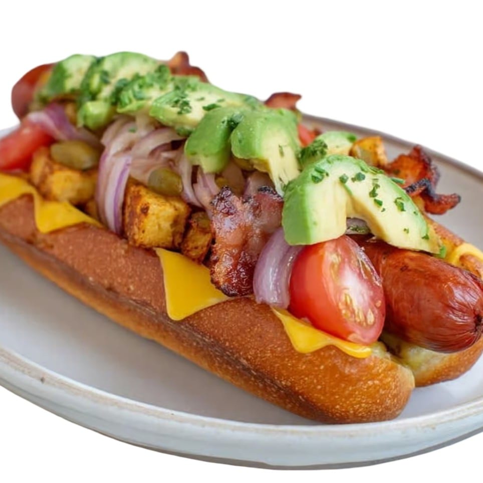 Fully Loaded Hot Dog.